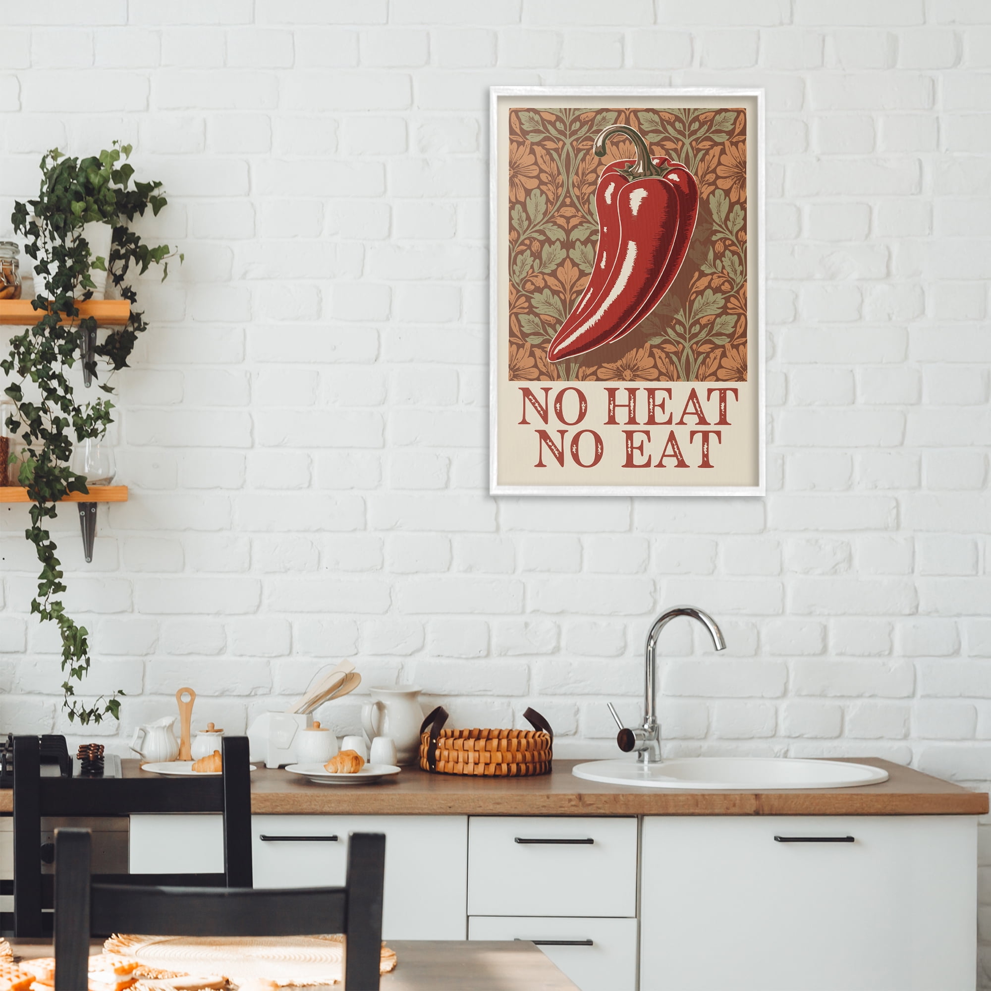 Stupell Industries No Heat or Eat Pepper White Framed Giclee Art, design by Andreas Magnusson