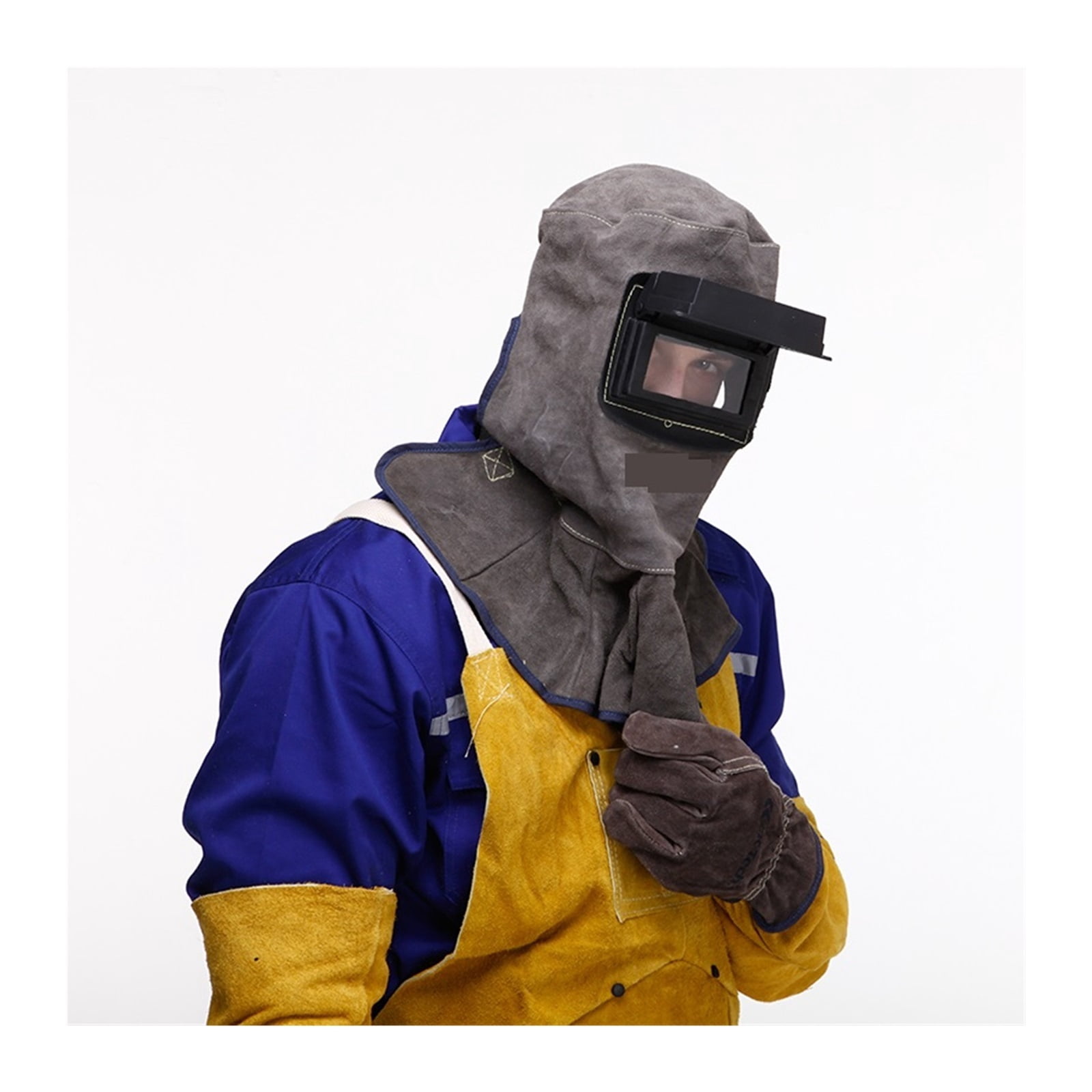 Leather Welding Helmet Mask Solar Flip Cover Lens Breathable Leather Welding Face Mask Hood Welder Security Protection Helmet ,Great Choice