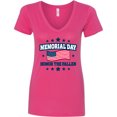 thumbnail image 3 of Inktastic Memorial Day Honor the Fallen with American Flag Women's V-Neck T-Shirt, 3 of 5