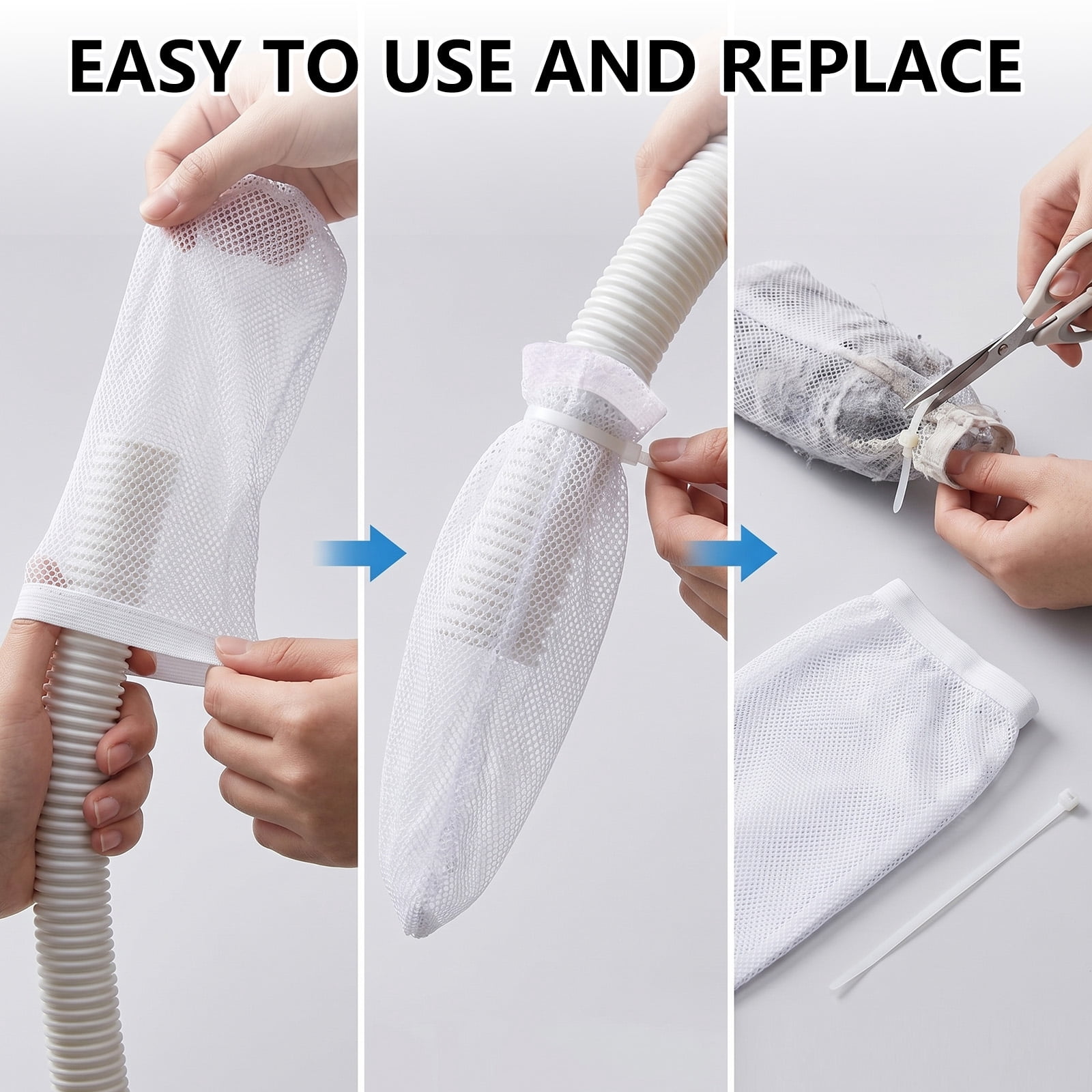 AEVXKHI 30 Pieces Washing Machine Lint Traps and Cable Ties Set, 10PC Nylon Mesh Lint Trap for Discharge Hoses and 20 Cable Ties Fits Most Washing Machines