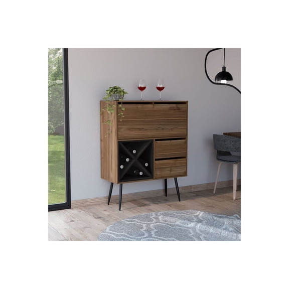 FM FURNITURE Orchid Bar, Two Drawers, Four Double Liquor Spaces, One Cabinet
