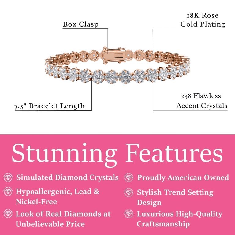 Cate & Chloe Ally 18K Rose Gold Tennis Bracelet with Simulated Diamonds photo 3