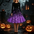 thumbnail image 4 of BRGZLK Halloween Costume Womens Midi Dress 2026 Trendy Crew Neck Long Sleeve Soft Comfy Breathable Cocktail Dresses Vintage Medieval Party Dress with Belt Purple L, 4 of 6