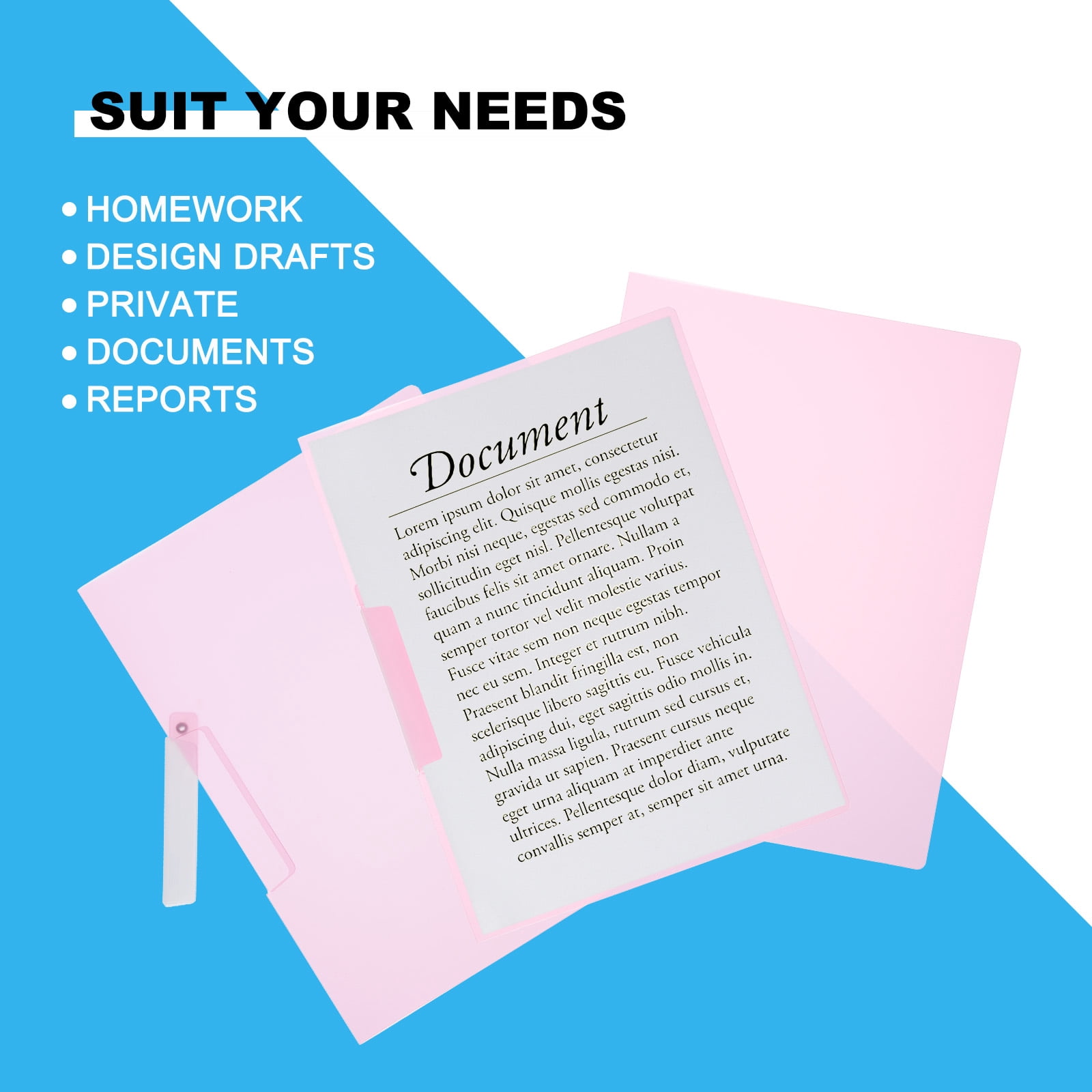 Uxcell Plastic Folders with Mid-Side Swing Clip, 5 Pcs Report Folder for A4 Paper, White