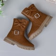 thumbnail image 4 of Dpytoraw Children Shoes With Thick Heels And Soft Soles Mid Length Boots For Big Children Bow Leather Boots Mid Tube Warm Boots Size 6-7 Years, 4 of 5