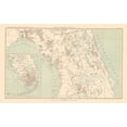 thumbnail image 2 of Bien 14x10 Black Ornate Wood Framed with Double Matting Museum Art Print Titled - Lower Florida Pennisula - Bien 1895, 2 of 4