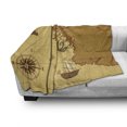 thumbnail image 3 of Kraken Soft Flannel Fleece Throw Blanket, Old Map with Compass and Ship Continent and Kraken Design Print, Cozy Plush for Indoor and Outdoor Use, 50" x 70", Pale Brown Yellow, by Ambesonne, 3 of 6