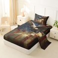 thumbnail image 2 of Manfei Safari Bald Eagle Twin Sheets,Stars Stripe Flag Bedding,Brown Gold,3pcs,1 Fitted Sheet and 1 Pillowcase, 2 of 6