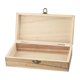 thumbnail image 5 of Caja de almacenamiento para el hogar, caja de madera natural con tapa, organizador de postales con candado dorado, estuche de joyería artesanal hecho a mano, ataúd de madera para uso doméstico, color, 5 of 8