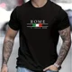 thumbnail image 3 of Camiseta de verano 100 % algodón para hombre, holgada, con estampado de alfabeto romano grande, informal, cómoda, con cuello redondo y manga corta, 3 of 5