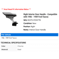 thumbnail image 2 of Right Interior Door Handle - Compatible with 1986 - 1989 Ford Taurus 1987 1988, 2 of 2
