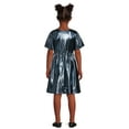 thumbnail image 3 of Wonder Nation Girls Metallic Knit Puff Sleeve Dress, Sizes 4-18 & Plus, 3 of 5