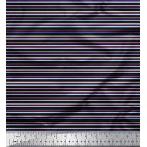 Soimoi Cotton Voile Fabric Horizontal Stripe Print Fabric by The Yard 42 Inch Wide