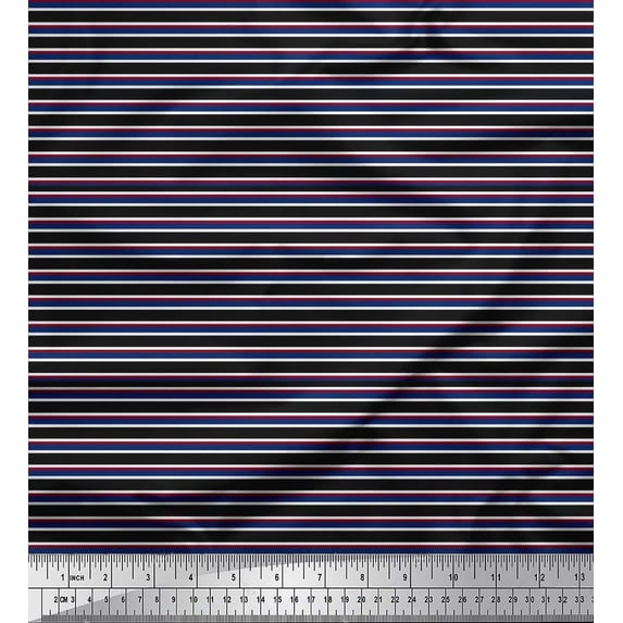 Soimoi Cotton Voile Fabric Horizontal Stripe Print Fabric by The Yard 42 Inch Wide