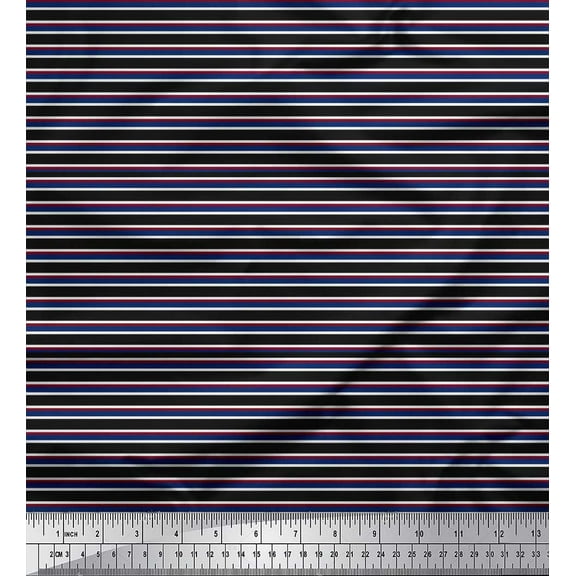 Soimoi Cotton Voile Fabric Horizontal Stripe Print Fabric by The Yard 42 Inch Wide