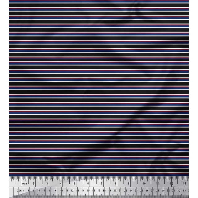 Soimoi Rayon Crepe Fabric Horizontal Stripe Print Fabric by Yard 46 Inch Wide