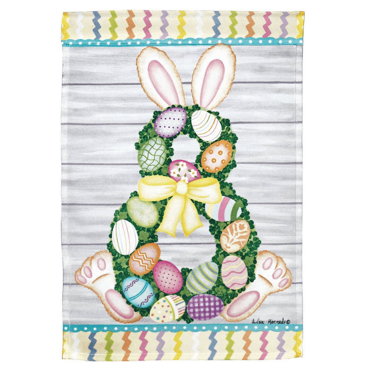 Magnolia Gardens M080111 13 x 18 in. Print Easter Bunney Wreath Polyester Garden Flag