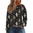 thumbnail image 5 of YVNAURA Women’s Casual Fall Halloween Graphic Crewneck Sweatshirt Oversized Long Sleeve Loose Fit Pullover Pumpkin Ghost Bat Print Spooky Top 1 Pack, Black,M, 5 of 6
