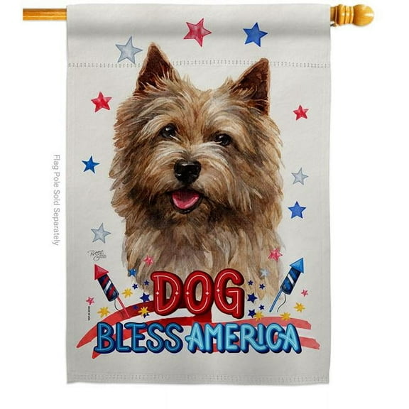Breeze Decor H120164-BO Patriotic Norwich Terrier Animals Dog 28 x 40 in. Double-Sided Decorative Vertical House Flag for Decoration Banner Garden Yard Gift