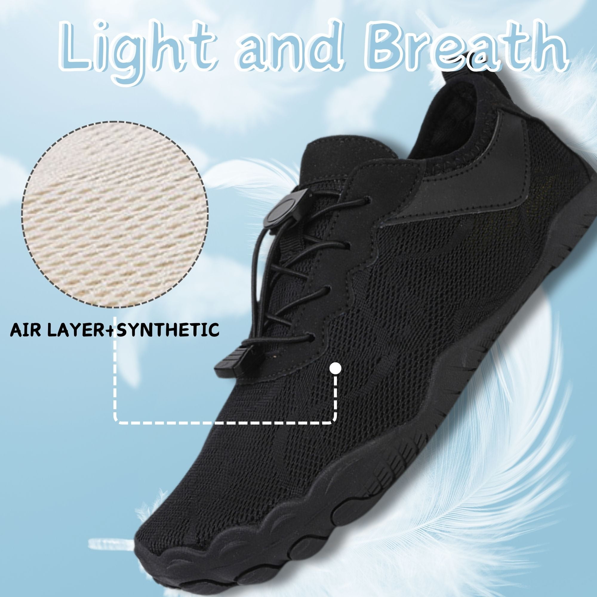 BERANMEY Women's Lightweight Sport Barefoot Shoes Non-slip Breathable Footwear Water Shoes for Womens & Mens Athletic Hike Wide Toe Box Shoes Outdoor Swim Beach