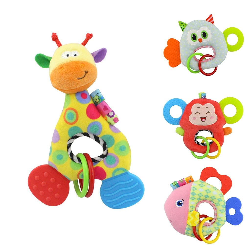 YDxl Giraffe Owl Fish Monkey Animal Stuffed Doll Soft Plush Rattle