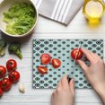 thumbnail image 3 of Geometric Circle Cutting Board, Different Round Shaped Dots Spots Motif Simplistic Abstract Background, Decorative Tempered Glass Cutting and Serving Board, Small Size, Black White, by Ambesonne, 3 of 5