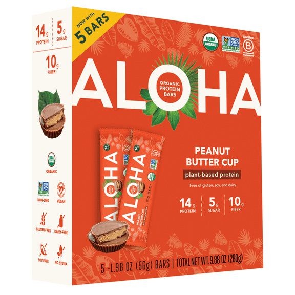 Aloha Peanut Butter Cup, Protein Bars, 5 Pk