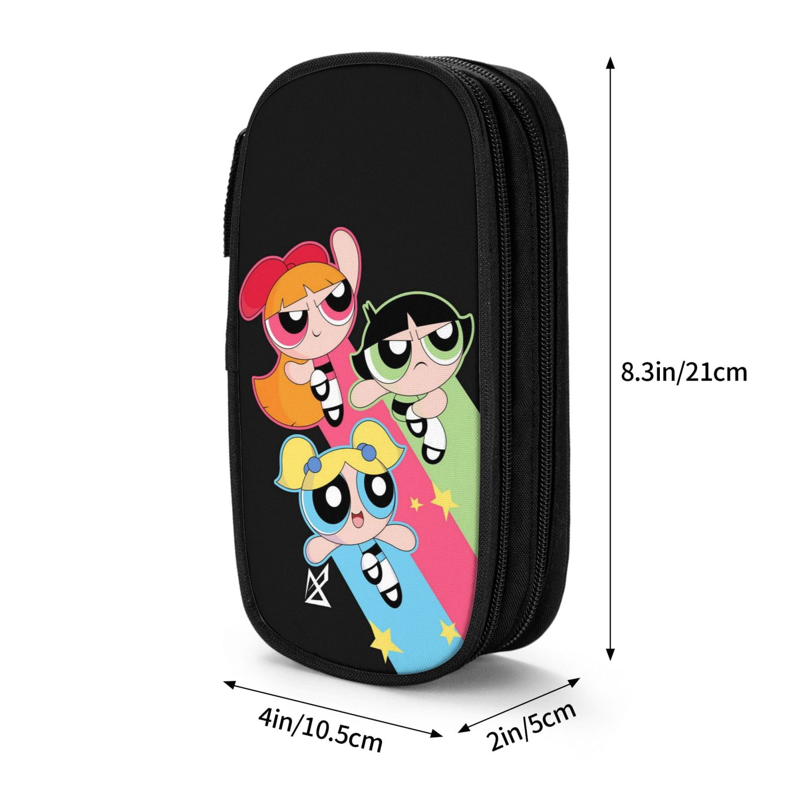 The Powerpuff Gi-rls Pencil Case Large Capacity Pencil Pouch Penbag Office Stationery Organizer Travel Makeup Bag Black