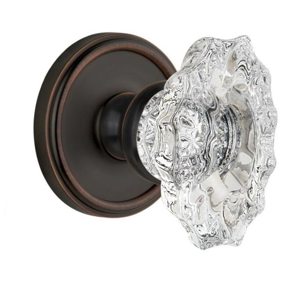 Grandeur Geobia_Prv_234 Georgetown Solid Brass Rose Privacy Door Knob Set - Bronze