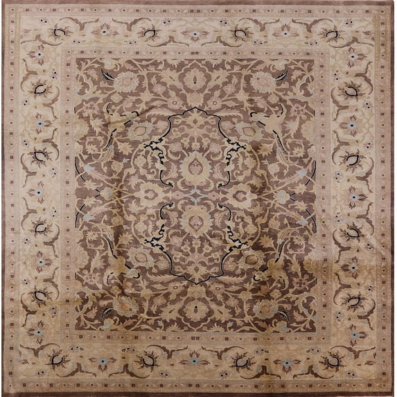 Ahgly Company Machine Washable Indoor Square Industrial Modern Sienna Brown Area Rugs, 6' Square