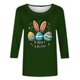 thumbnail image 5 of LYEAA Easter Celebration 3/4 Sleeve T-Shirt Women Cotton Round Neck Top Cute Bunny Graphic Spring Seasonal Gift Idea Casual Wear Army Green XXL, 5 of 5