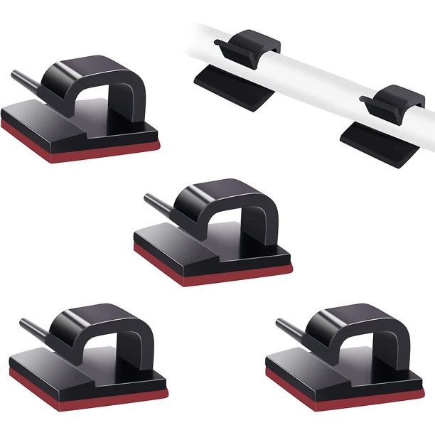100 clips autoadhesivos para gestión de cables, organizadores de cables, clips de alambre adhesivos, soporte de pared para TV, PC, portátil, cable Ethernet, escritorio, oficina en casa