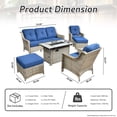thumbnail image 2 of XIZZI 6 Pieces Patio Outdoor Furniture Sets All Weather Wicker Sofa Couch with 43" Gas Propane Fire Pit Table，Blue, 2 of 8
