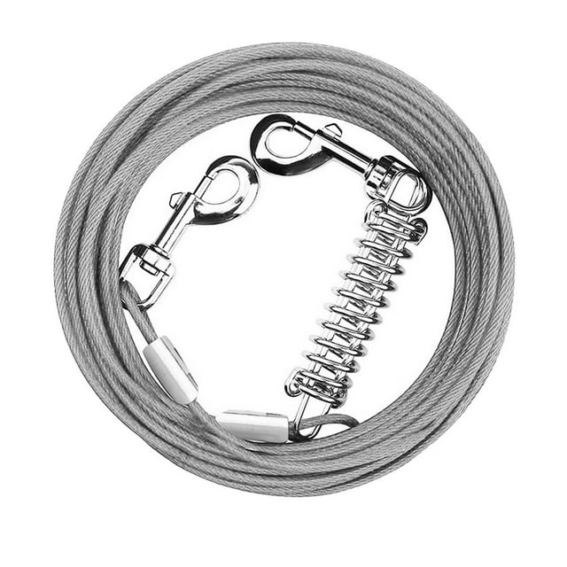 Câble d'Attelage pour Chien de 9,8 Pi Laisse Longue pour Chien Laisse Anti-Morsure Chaîne pour Chien avec Ressort Durable Clips Rotatifs à 360° Étui en PVC pour Extérieur Cour Camping Rouge