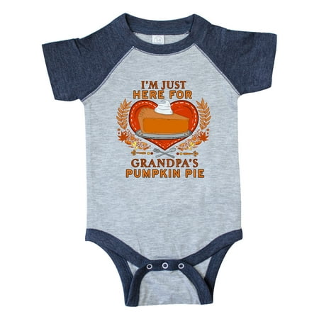 

Inktastic I m Just Here for Grandpa s Pumpkin Pie with Heart Gift Baby Boy or Baby Girl Bodysuit