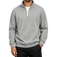 thumbnail image 2 of hoksml Men s Quarter Zip Sweatshirt Solid Color Casual Long Sleeve Pullover for Fall Daily Work Outdoor Comfort, 2 of 7
