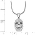 thumbnail image 5 of Sterling Silver Brilliant Embers Rhodium-Plated Cz Polished Skull Necklace Made In China qmp1141-18, 5 of 5