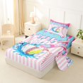 thumbnail image 2 of Castle Fairy Sport Baseball Bat Print Twin Sheets 3pcs, Stripes Ice Cream Bedding, Pink Blue White,1 Fitted Sheet, 1 Flat Sheet and 1 Pillowcase, 2 of 6