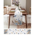 thumbnail image 3 of Fall Botanical Leaves Burlap-Cotton Table Runner 70 Inches Long,Blue Orange Brown Eucalyptus White Farmhouse Table Runners,Outdoor Dining Tablecloths Decor for Baby Shower Party Wedding 13x70, 3 of 9
