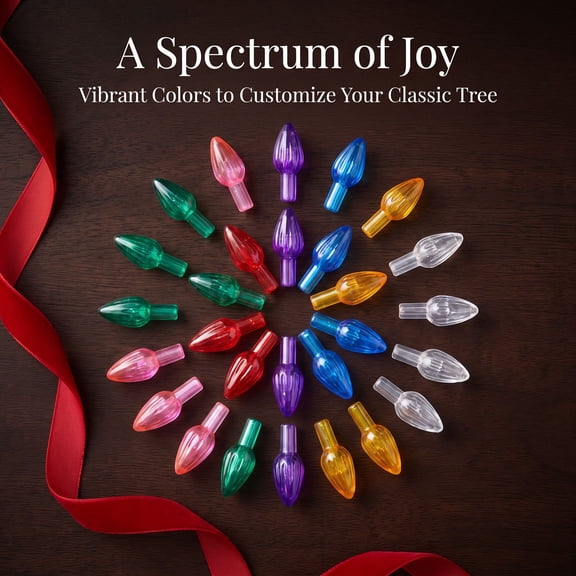 Ceramic Christmas Tree Replacement Lights, 100pcs Plastic Teardrop Bulb Ornament Set, Colorful Replacement Pegs for Ceramic Holiday Tree Displays, Diy Repairs and Seasonal Craft Projects, Colorful