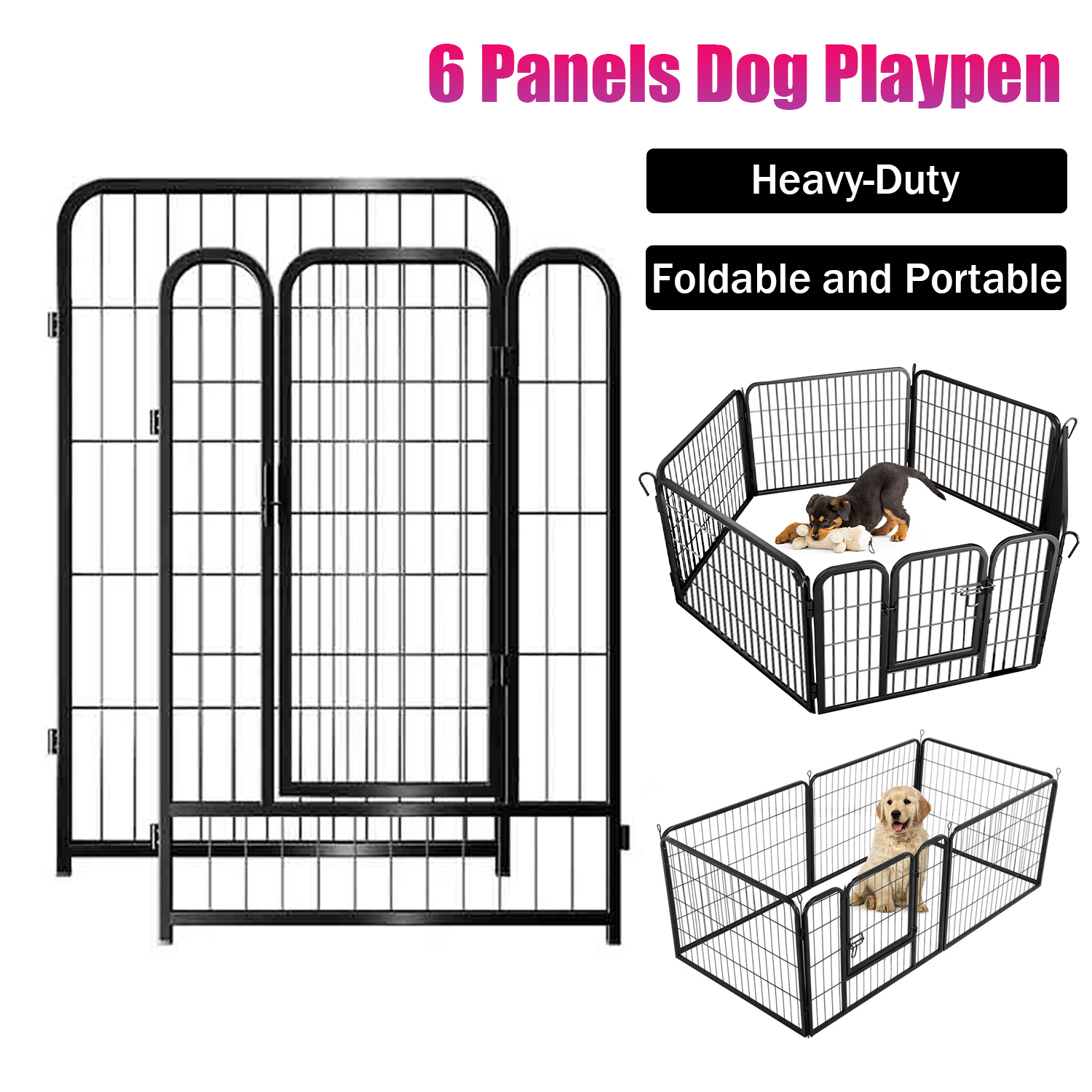 Otufan Dog Playpen Indoor 6Panels HeavyDuty Dog Playpen 31.5“Height