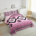 thumbnail image 3 of jejeloiu Rustic Farmhouse Cabin Bedding Comforter Set,Aztec Boho Geometric Twin Comforter Sets,Pink Rhombus Triangle Bedding Set For Girls Boys,Luxury Bedroom Decor Reversible,2pcs, 3 of 8