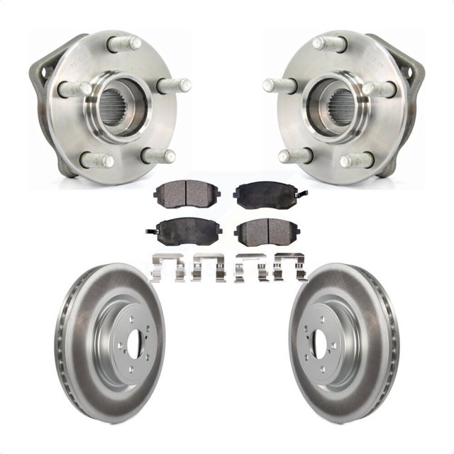 Transit Auto Front Hub Bearing Assembly Coated Disc Brake Rotors and Semi-Metallic Pads Kit for Car Subaru Legacy KBB-103562