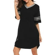 Enjoyfashion Women's Nightgown V Neck Short Sleeve Sleepshirt Comfy Pajamas Dress Sleepwear S-XXL, Clearances