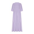 thumbnail image 6 of VBTAPA Cotton Linen Dresses for Women 2025 Trendy V Neck Front Tie Maxi Dress Elegant 3/4 Sleeve Long Sundress Flowy Beach Vacation Dresses Purple S, 6 of 7