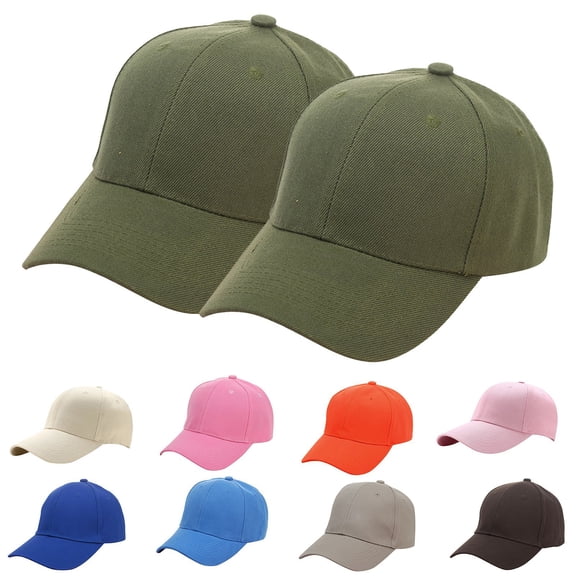 Men Women 2-Pack Solid Color Baseball Cap Casual Outdoor Sports Summer Hat