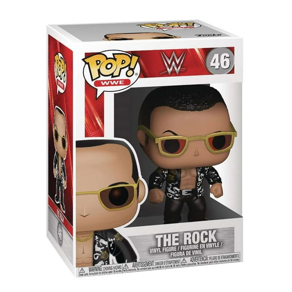 Funko WWE Wrestling POP! Sports The Rock Old School Vinyl Figure (Black Shirt, Re-Release Regular Version)