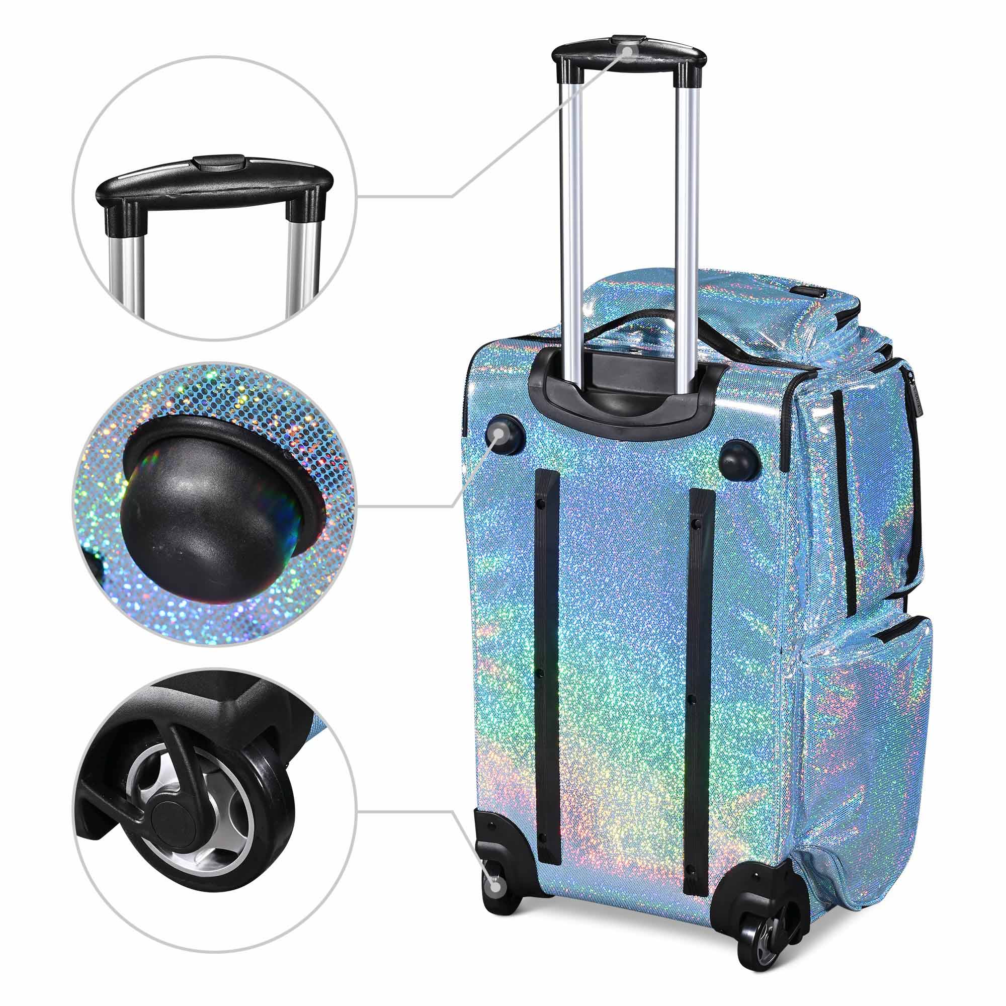 Byootique Dance Bag with Wheels Travel Duffle Bag Expandable Storage FA Sapphire
