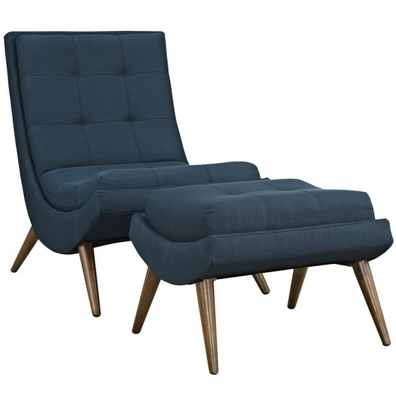Modern Contemporary Urban Design Living Lounge Room Lounge Chair Set, Navy Blue, Fabric
