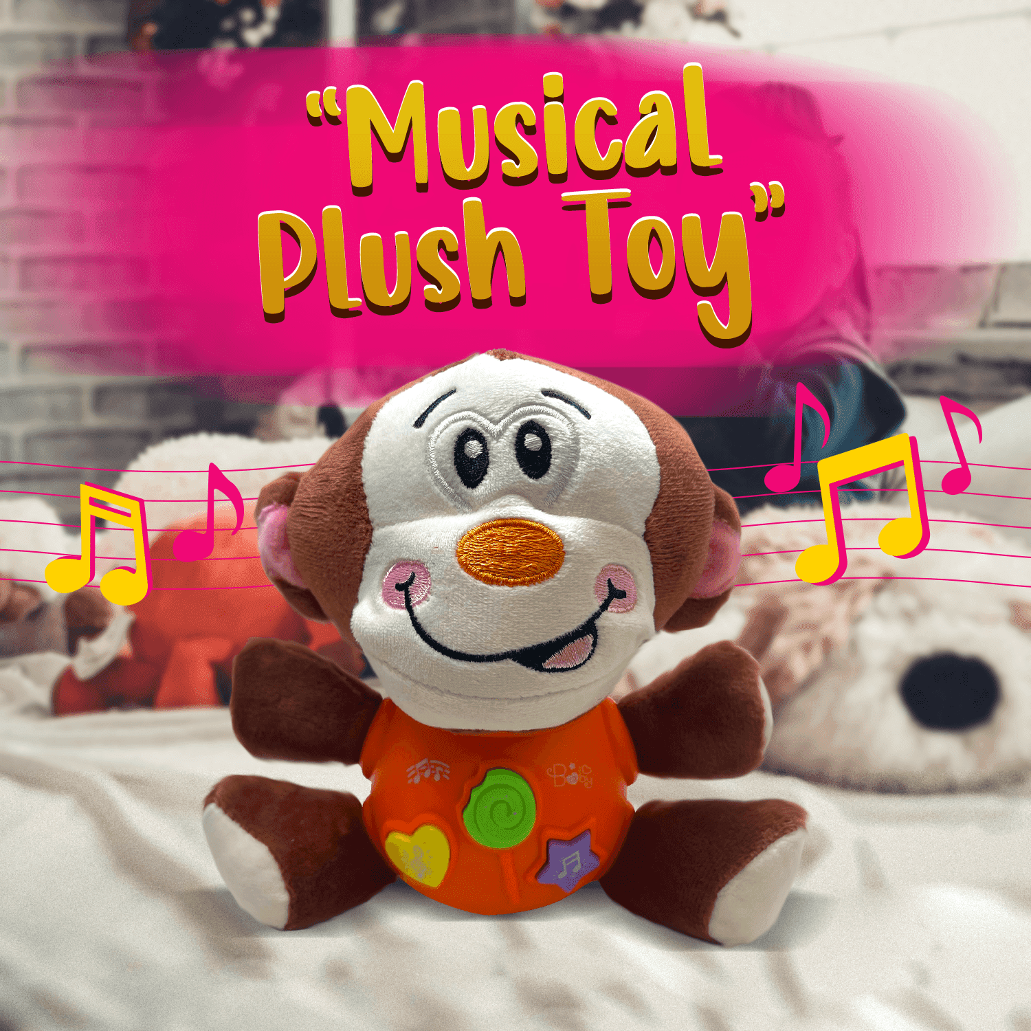 Plush Monkey Music Baby Toys 0 3 6 9 12 Months, Soft Aminal Light Up Stuffed Baby Toys Newborn Baby Musical Toys for Infant Babies Boys & Girls Toddlers 0 to 36 Months